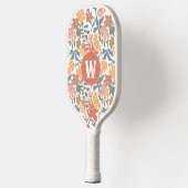 Abstracte bloembollen Mid Century Modern Monogram Pickleball Paddle (Links)