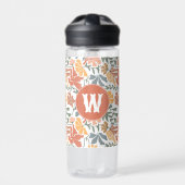 Abstracte bloembollen Mid Century Modern Monogram Waterfles (Voorkant)
