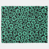 Abstracte bloemen 031023 - Turquoise op zwart Fleece Deken (Voorkant (Horizontaal))