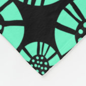 Abstracte bloemen 031023 - Turquoise op zwart Fleece Deken (Hoek)