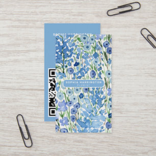 Abstracte Bloemen Aangepaste QR Code Scannable Blo Visitekaartje