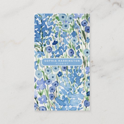 Abstracte Bloemen Aangepaste QR Code Scannable Blo Visitekaartje (Voorkant)