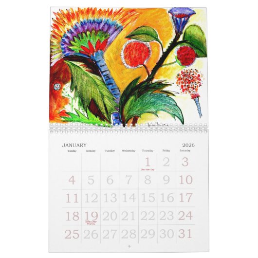 Abstracte bloemen agenda kalender (Jan 2026)