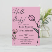 Abstracte bloemen Baby shower uitnodiging (Staand voorkant)