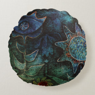 Abstracte bloemen bij nachtkussens rond kussen