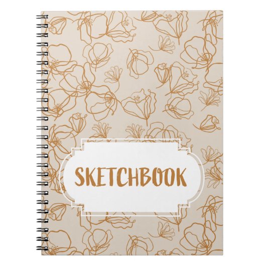 Abstracte bloemen boven beige notitieboek (Voorkant)