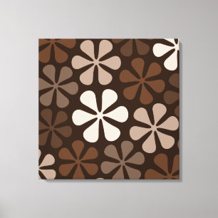 Abstracte Bloemen Browns & Creams Canvas Afdruk