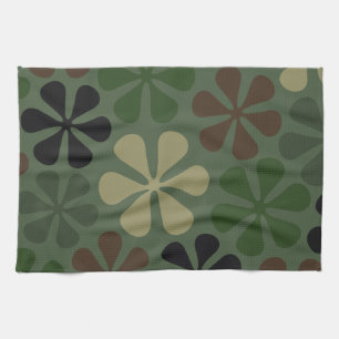Abstracte bloemen Camouflage Theedoek