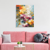 Abstracte bloemen canvas afdruk (Insitu (Woonkamer))