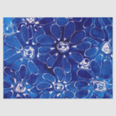 Abstracte Bloemen Daisies Blauwe Bloemen Decoupage Tissuepapier (Voorkant)