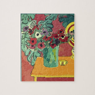 Abstracte bloemen en koffiebeker legpuzzel