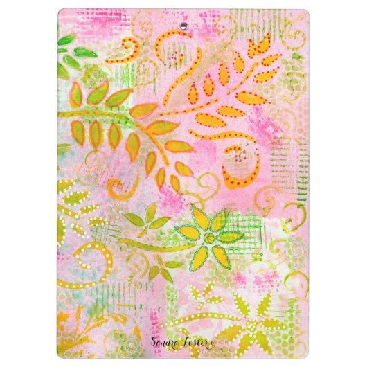 Abstracte bloemen en lederen Klembord (Achterkant)