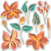 Abstracte bloemen en moderne groene bladeren. bota sticker (Voorkant)