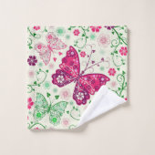 Abstracte bloemen en vlinders bad handdoek (Wasdoekje)