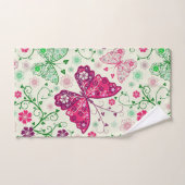 Abstracte bloemen en vlinders bad handdoek (Handdoek)