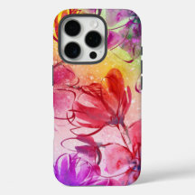 Abstracte bloemen en warme Waterverf