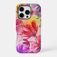 Abstracte bloemen en warme Waterverf