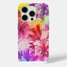 Abstracte bloemen en warme Waterverf