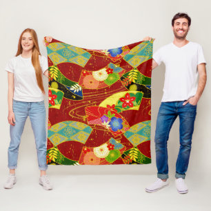 Abstracte bloemen fleece deken