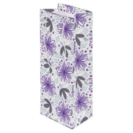 Abstracte bloemen flesvormige sinaasappelwijn wijn cadeautas