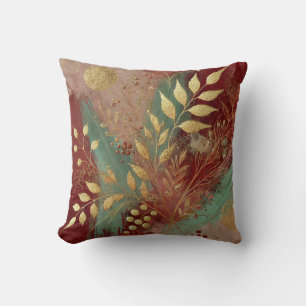Abstracte Bloemen & Golden Leaf Kunstwerk Stijl 32 Kussen