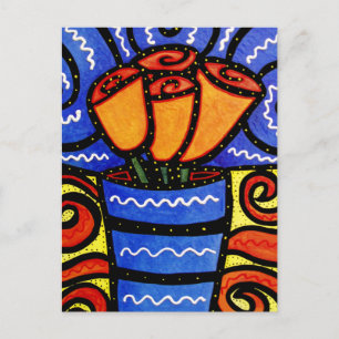Abstracte Bloemen in Briefkaart van de Kunst van