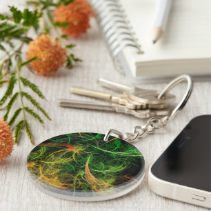 Abstracte bloemen in de ruimte sleutelhanger