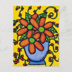 Abstracte bloemen in een vaas kleurrijk Briefkaart