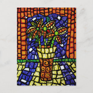 Abstracte bloemen in vaas briefkaart