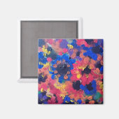 Abstracte  bloemen magneet (Voorkant / Achterkant)