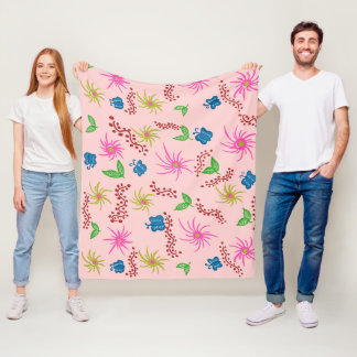 Abstracte Bloemen Mandala Patroon Ontwerp rood Fleece Deken
