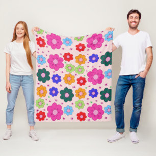 Abstracte Bloemen Mandala Patroon Ontwerp rood Fleece Deken
