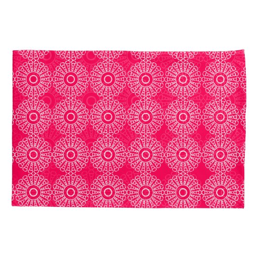 Abstracte Bloemen Mandala Patroon Ontwerp rood Kussensloop (Achterkant)