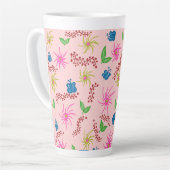 Abstracte Bloemen Mandala Patroon Ontwerp rood Latte Mok (Linkerhoek)