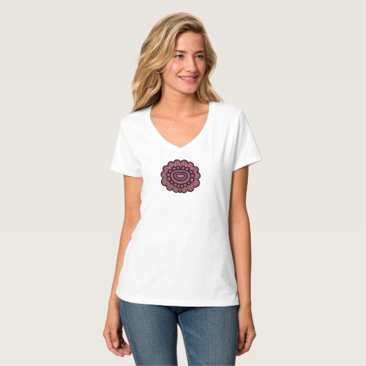 Abstracte Bloemen Mandala Patroon Ontwerp T-shirt (Voorkant volledig)