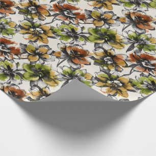Abstracte Bloemen met Alcohol Uitwassing en Pen en Cadeaupapier