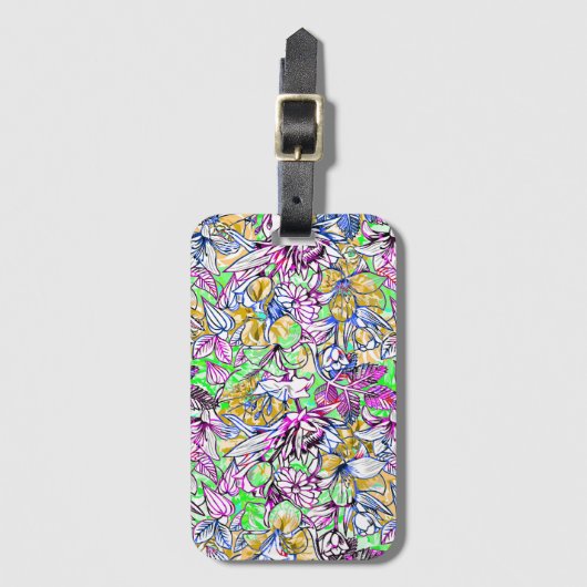 Abstracte bloemen, met een kleur, bagagelabel (Voorkant (verticaal))