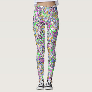 Abstracte bloemen, met een kleur, leggings