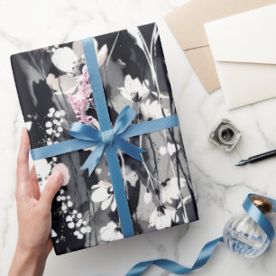 Abstracte Bloemen — Monochroom Blush Chic Cadeaupapier