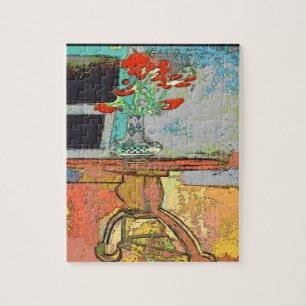 Abstracte bloemen op tafel legpuzzel