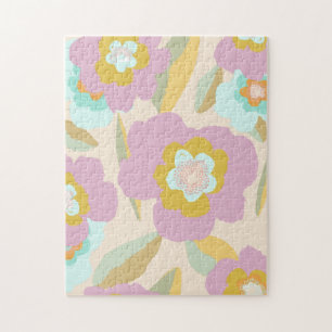Abstracte bloemen   Pastel Lila Floral Pattern Legpuzzel