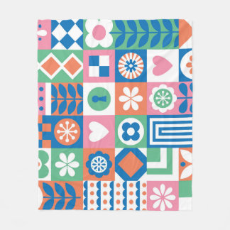 Abstracte Bloemen: Scandinavisch volksontwerp. Fleece Deken