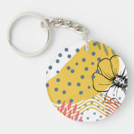 abstracte bloemen sleutelhanger
