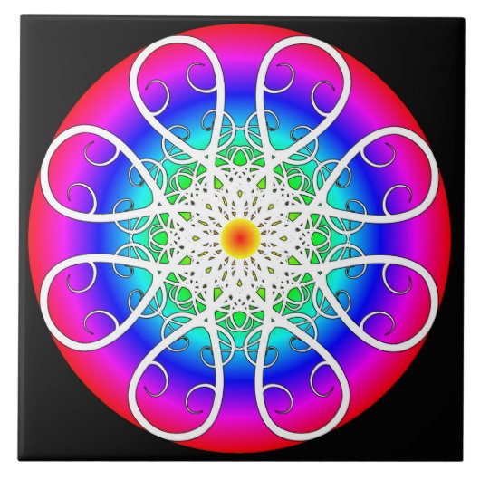 Abstracte bloemen tegeltje (Voorkant)