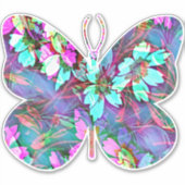 Abstracte Bloemen Vlinder Sticker (Voorkant)