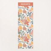 Abstracte Bloemen & Vogels Mid Century Modern Naam Yogamat (Voorkant)