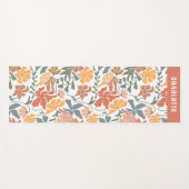 Abstracte Bloemen & Vogels Mid Century Modern Naam Yogamat (Voorkant (horizontaal))