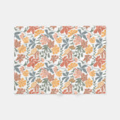 Abstracte Bloemen & Vogels Mid Century Modern Patt Fleece Deken (Voorkant (Horizontaal))