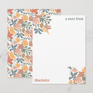 Abstracte Bloemen & Vogels Mid Century Modern Patt Notitiekaartje