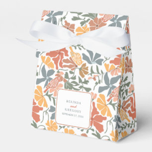 Abstracte Bloemen & Vogels Mid Century Modern Wedd Bedankdoosjes